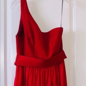 Apple Red One Shoulder Dress W/Satin Sash